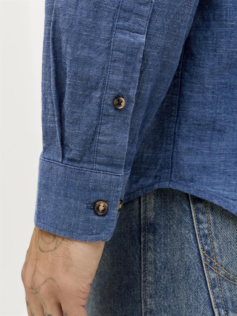 JJESUMMER LINEN BLEND SHIRT L/S SN Navy Blazer