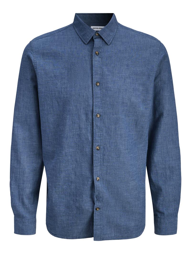 JJESUMMER LINEN BLEND SHIRT L/S SN Navy Blazer