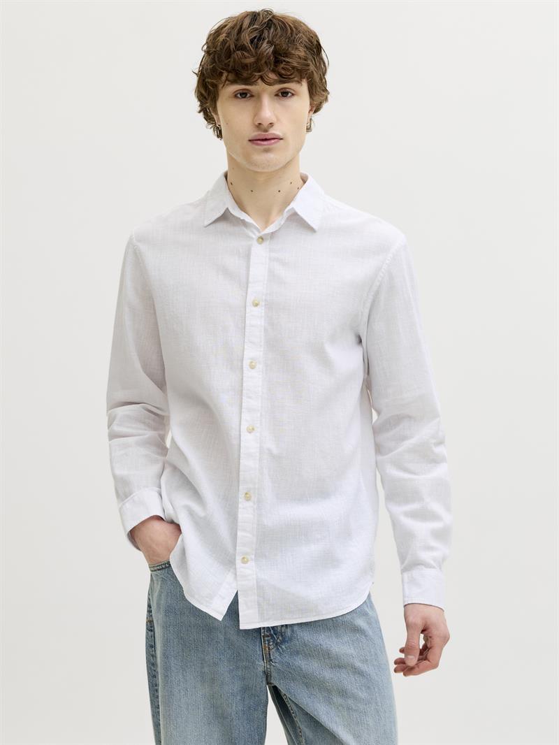 JJESUMMER LINEN BLEND SHIRT L/S SN White