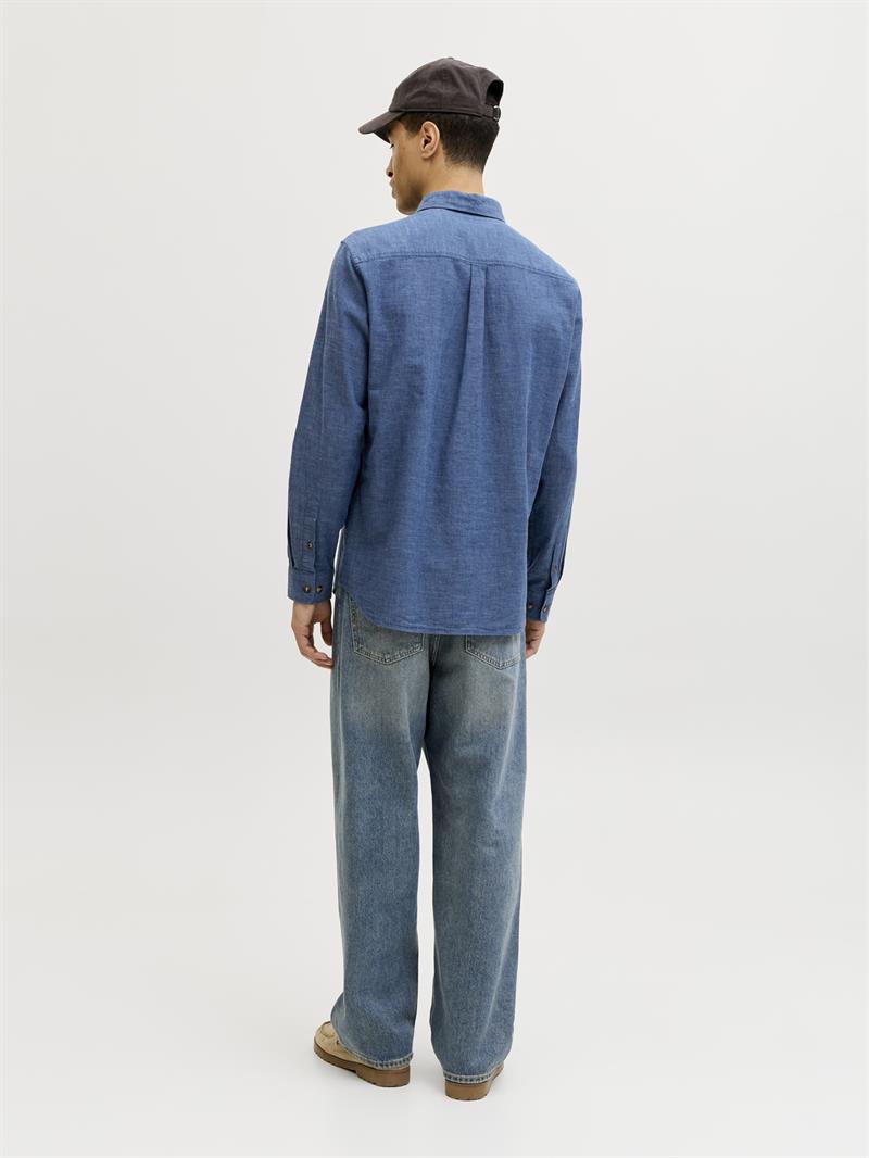 JJESUMMER LINEN BLEND SHIRT L/S SN Navy Blazer