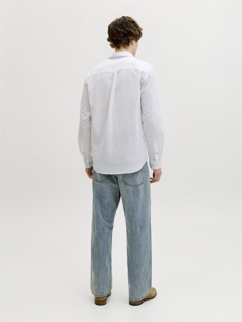 JJESUMMER LINEN BLEND SHIRT L/S SN White