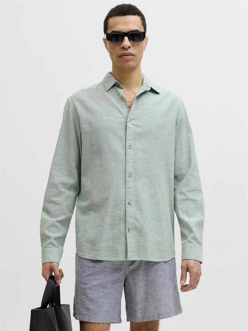 JJESUMMER LINEN BLEND SHIRT L/S SN GREEN