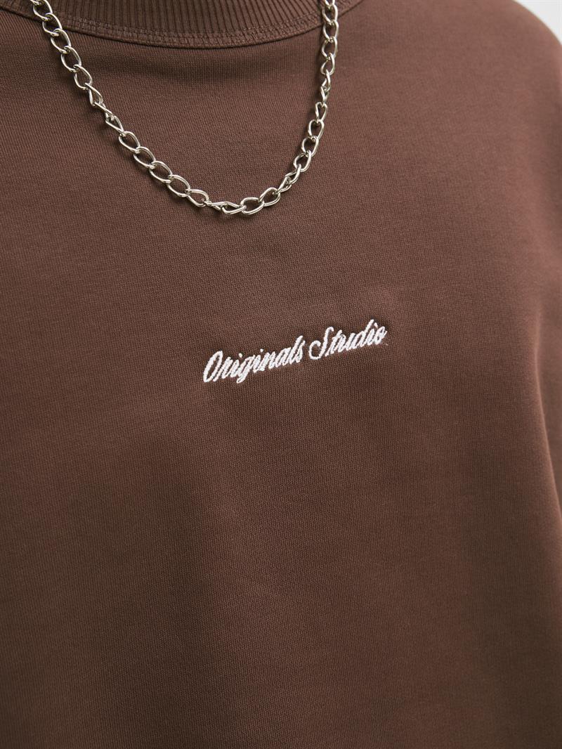 JORNORREBRO EMB SWEAT CREW NOOS Deep Mahogany