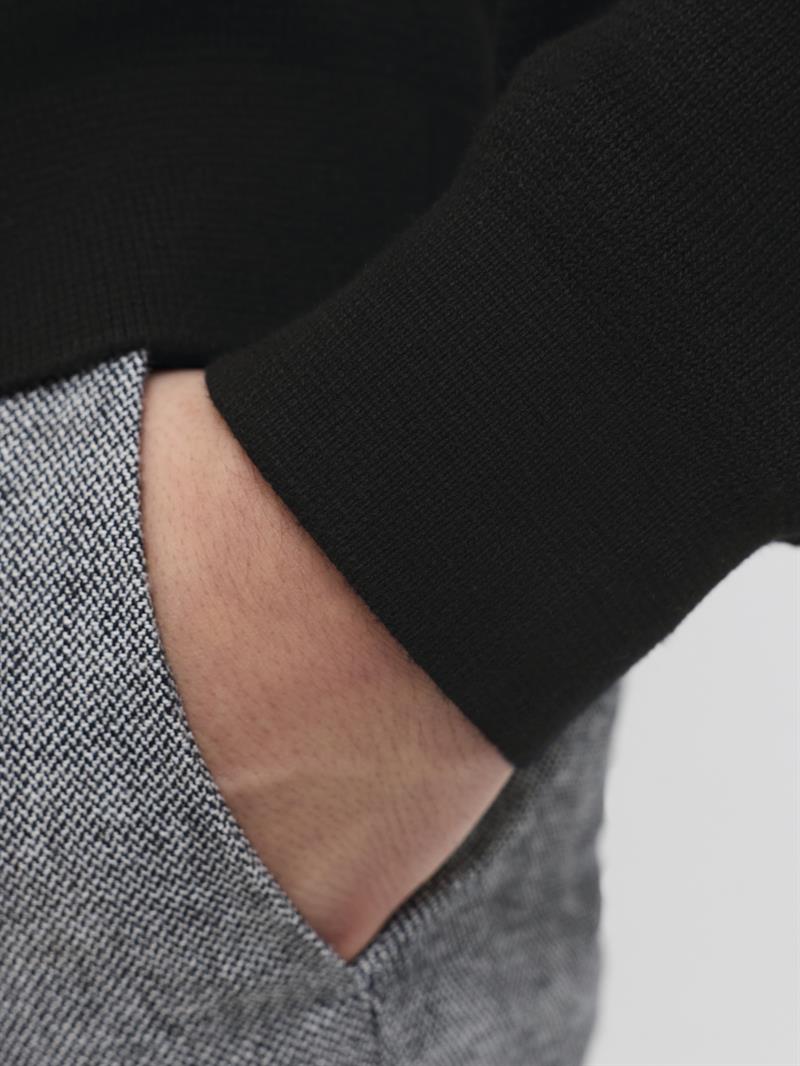 JPRMILANO STITCH KNIT HALF ZIP SN Black