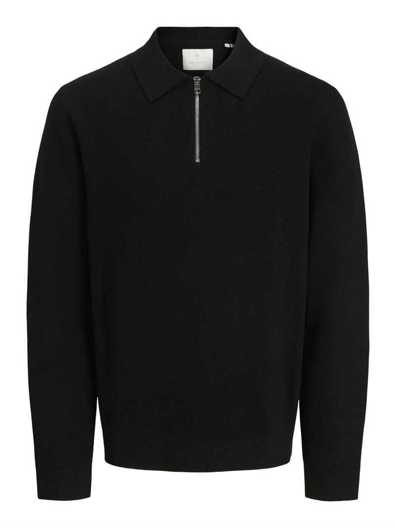 JPRBLAMILANO STITCH KNIT ZIP POLO SN Black