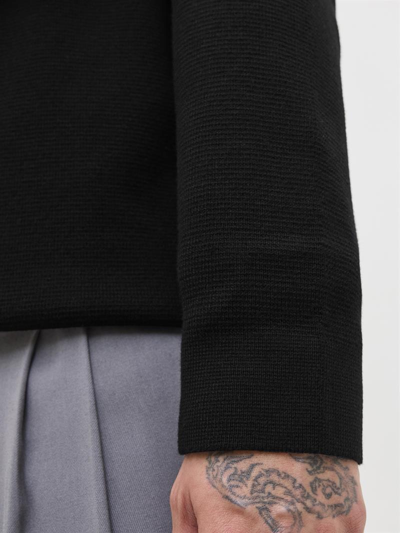 JPRBLAMILANO STITCH KNIT ZIP POLO SN Black