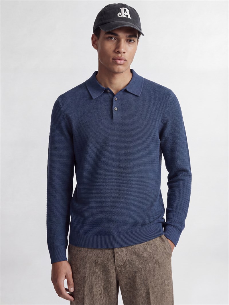 JPRBLURILEY KNIT POLO LS Blue