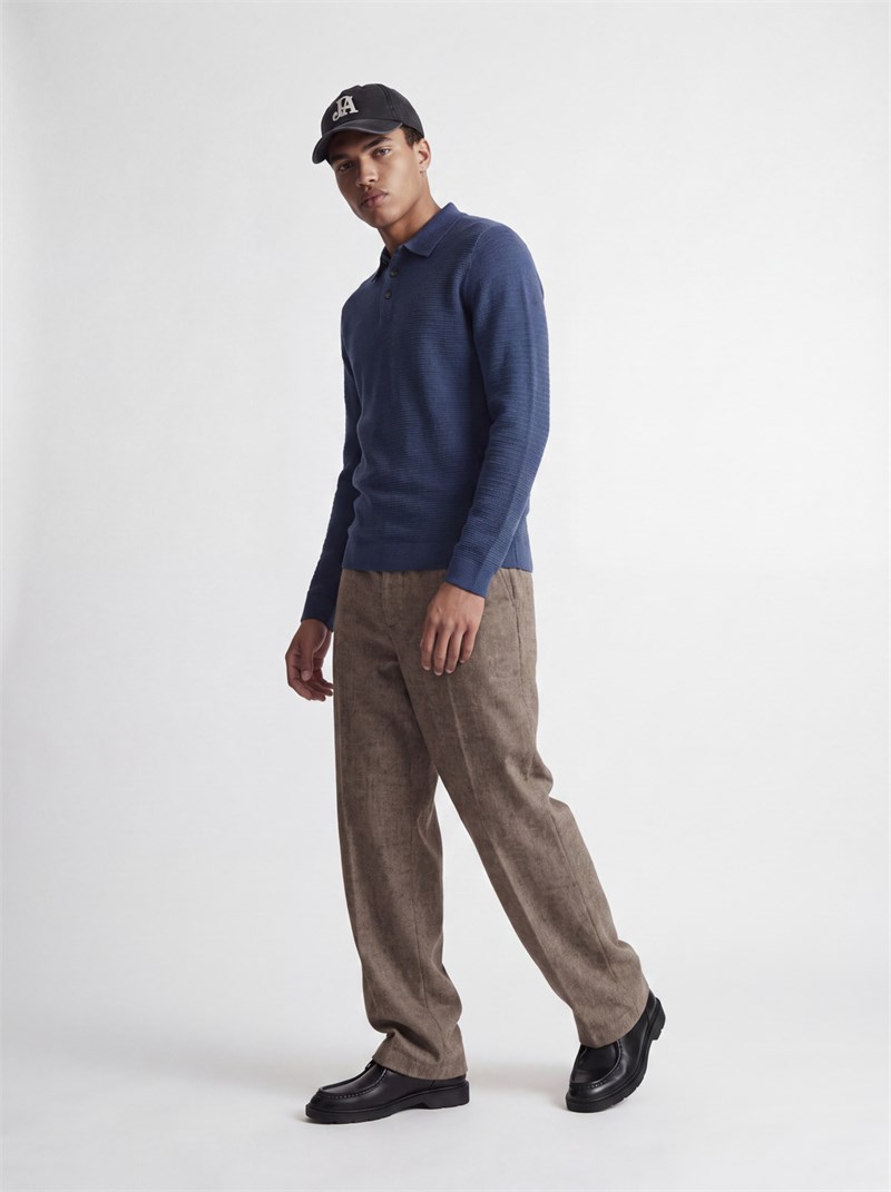 JPRBLURILEY KNIT POLO LS Blue