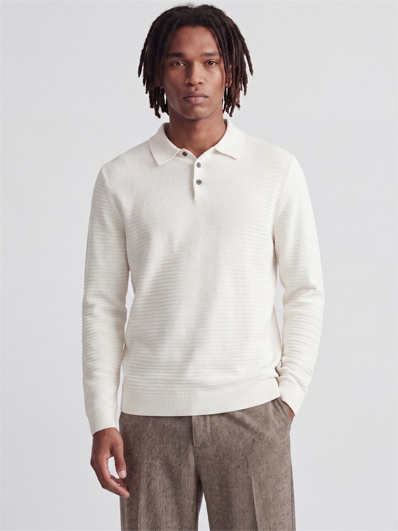 JPRBLURILEY KNIT POLO LS Cloud Dancer