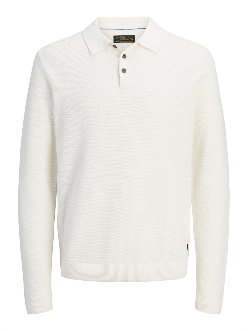 JPRBLURILEY KNIT POLO LS Cloud Dancer