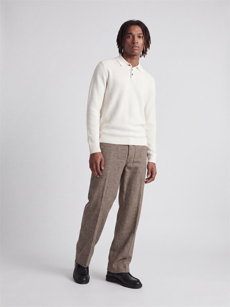 JPRBLURILEY KNIT POLO LS Cloud Dancer