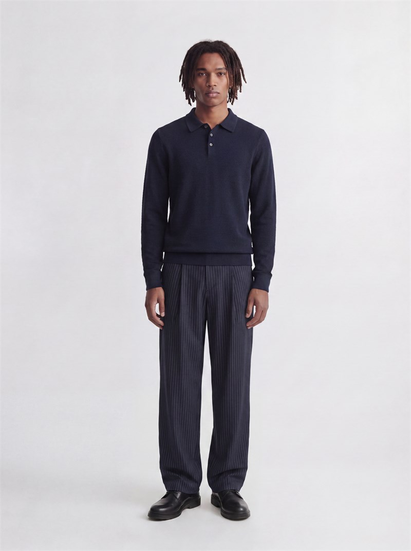 JPRBLURILEY KNIT POLO LS Sky Captain