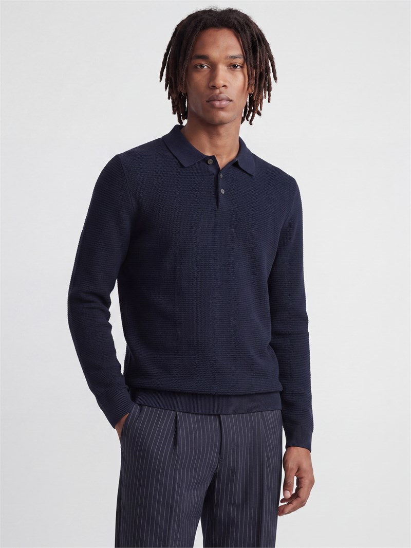 JPRBLURILEY KNIT POLO LS Sky Captain