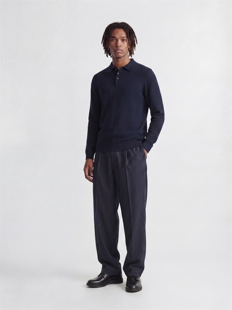 JPRBLURILEY KNIT POLO LS Sky Captain