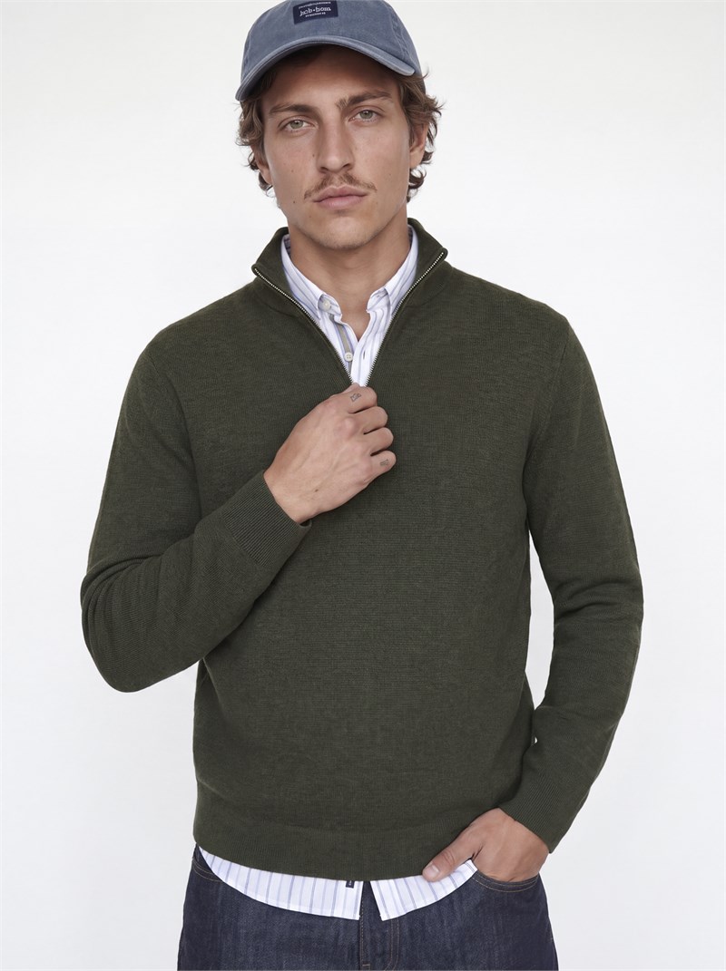 JPRMILANO STITCH KNIT HALF ZIP SN Rosin
