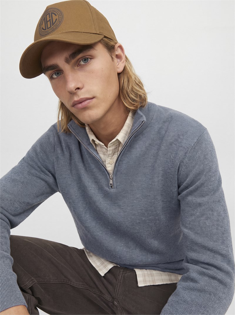 JPRMILANO STITCH KNIT HALF ZIP SN Turbulence