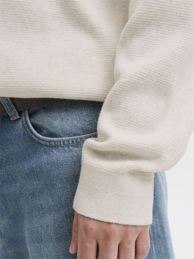 JPRMILANO STITCH KNIT ZIP POLO SN Cloud Dancer