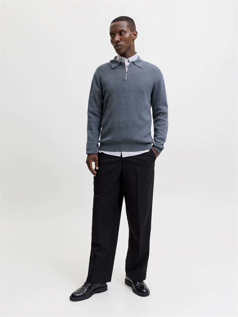 JPRMILANO STITCH KNIT ZIP POLO SN Turbulence