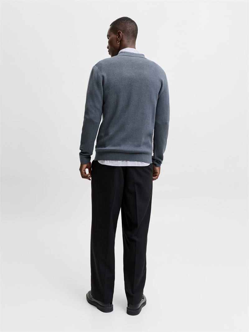 JPRMILANO STITCH KNIT ZIP POLO SN Turbulence