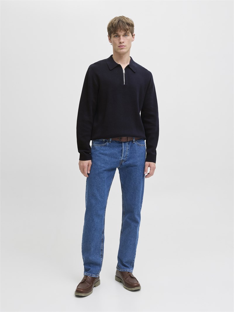 JPRMILANO STITCH KNIT ZIP POLO SN Night Sky