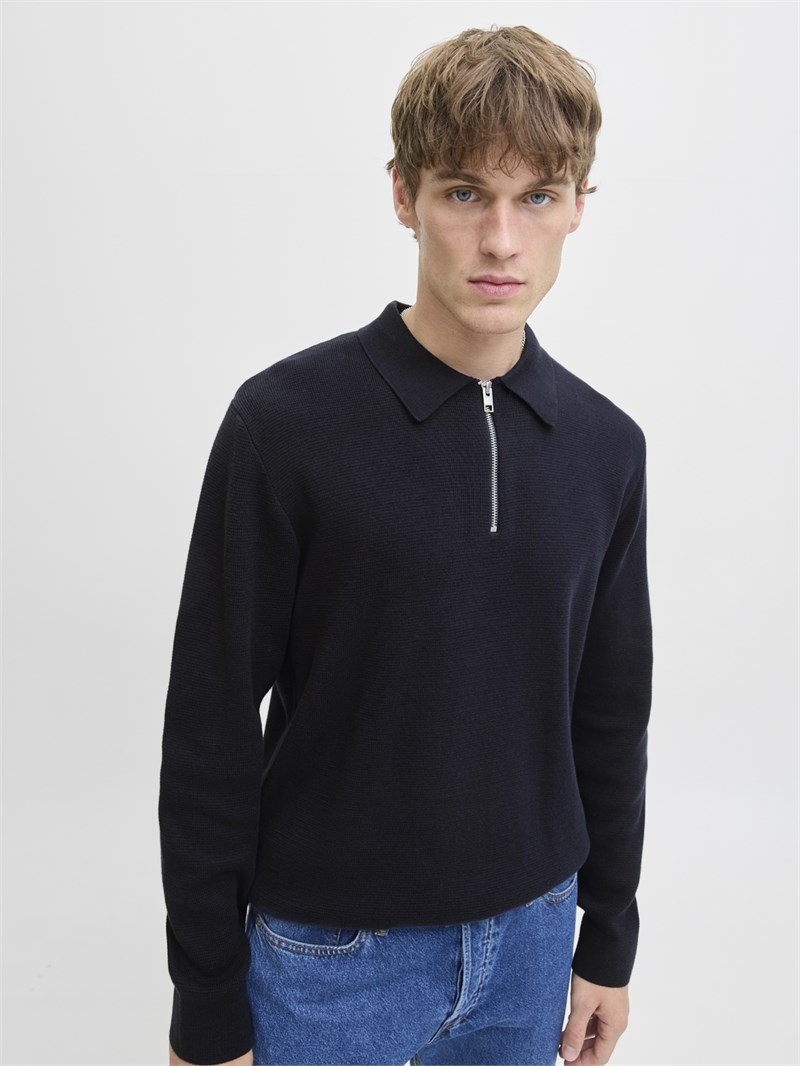JPRMILANO STITCH KNIT ZIP POLO SN Night Sky
