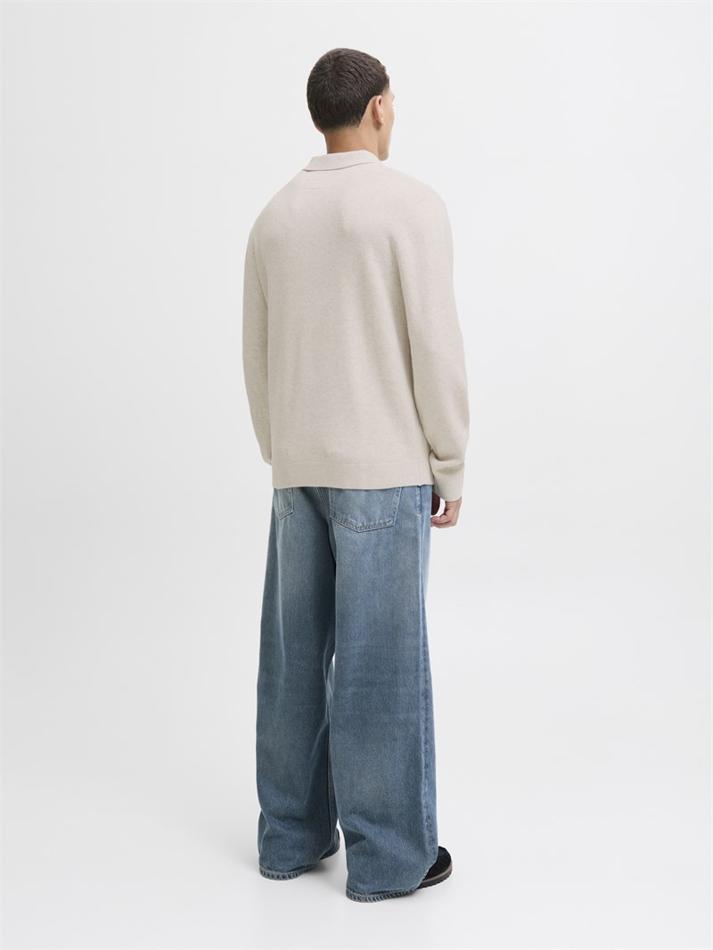 JPRMILANO STITCH KNIT ZIP POLO SN Cloud Dancer