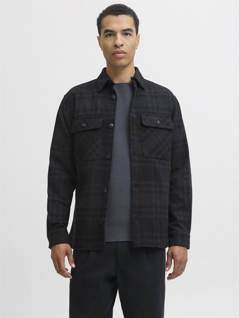 JPRRAYLE MELANGE CHECK L/S OVERSHIRT SN Black Beauty