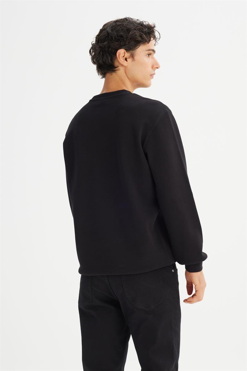 Erkek Baskılı Sweatshirt Siyah