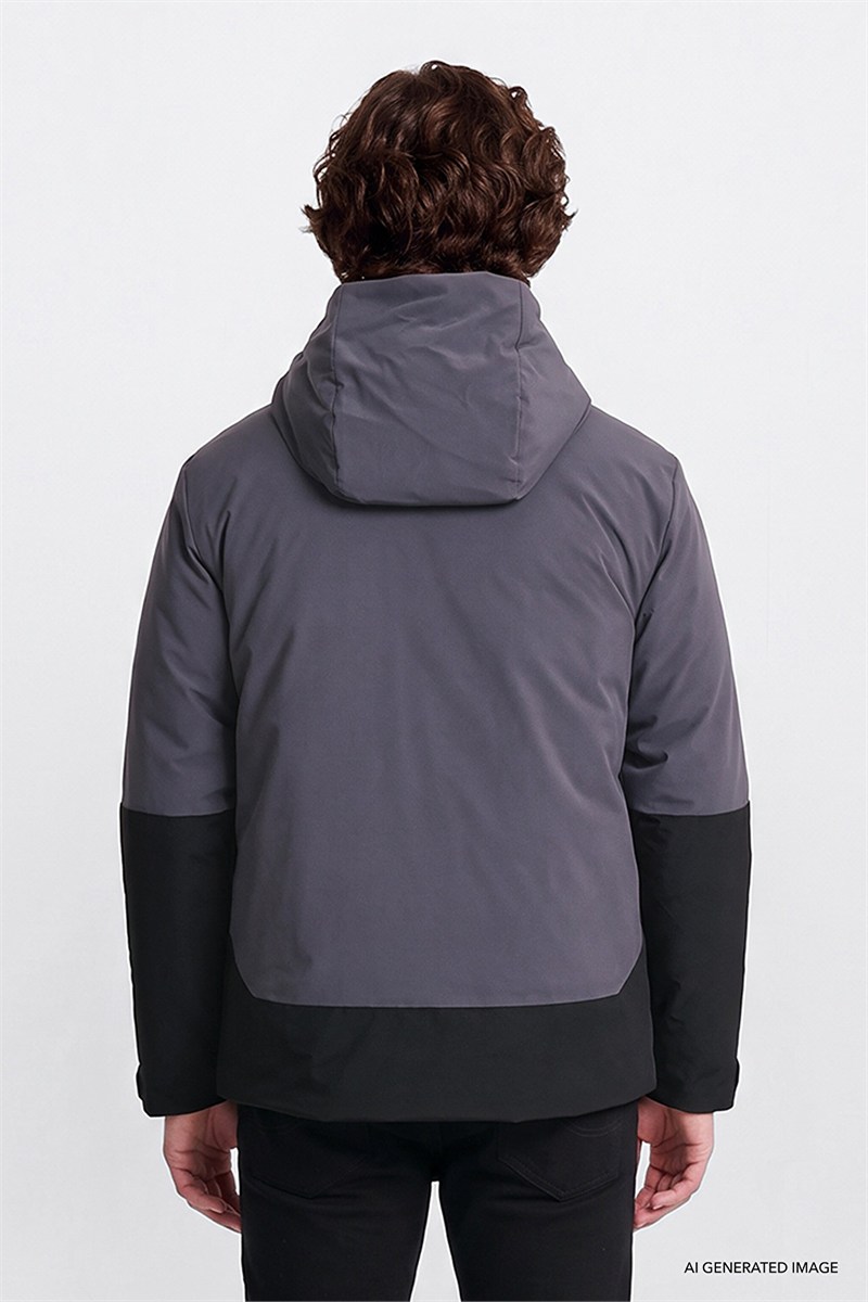 Erkek Kapüşonlu Mont Black