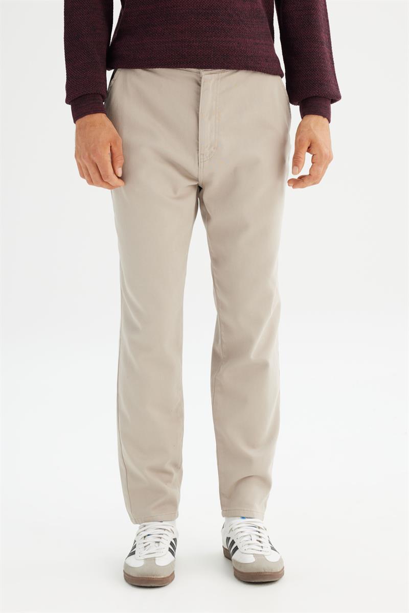 Erkek Örme Chino Pantolon Beige