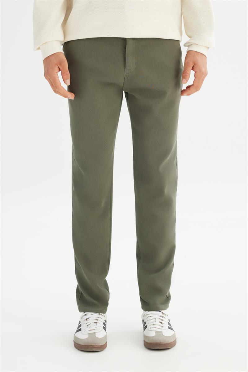 Erkek Örme Chino Pantolon Khaki