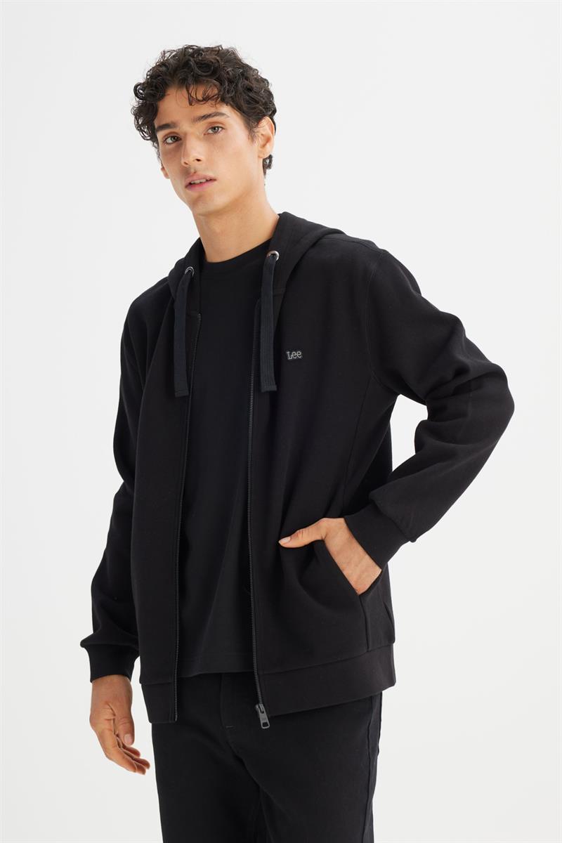 Erkek Pike Interlock Full Zip Sweatshirt Siyah
