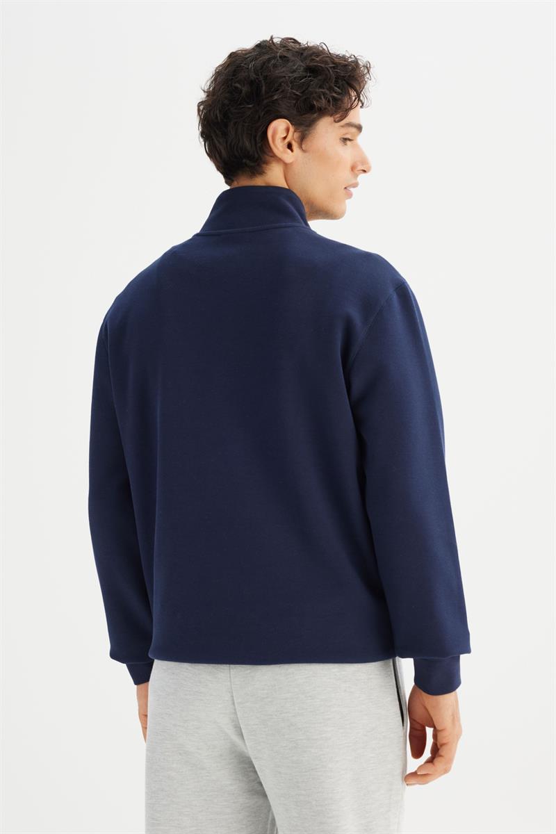 Erkek Pike Interlock Half Zip Sweatshirt DarKNavy