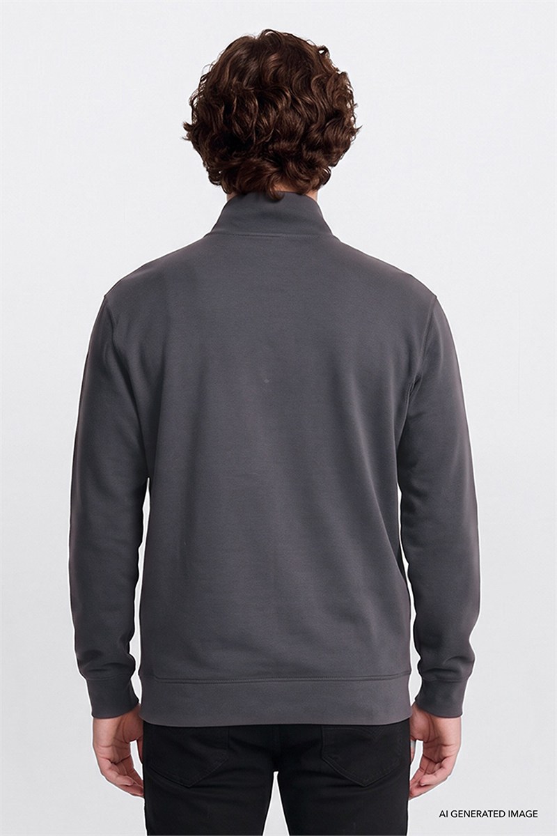 Erkek Pike Interlock Half Zip Sweatshirt Anthracita