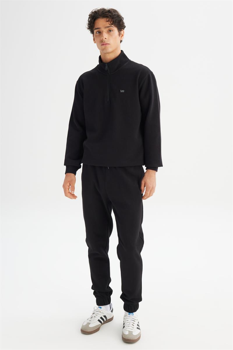 Erkek Pike Interlock Half Zip Sweatshirt Siyah