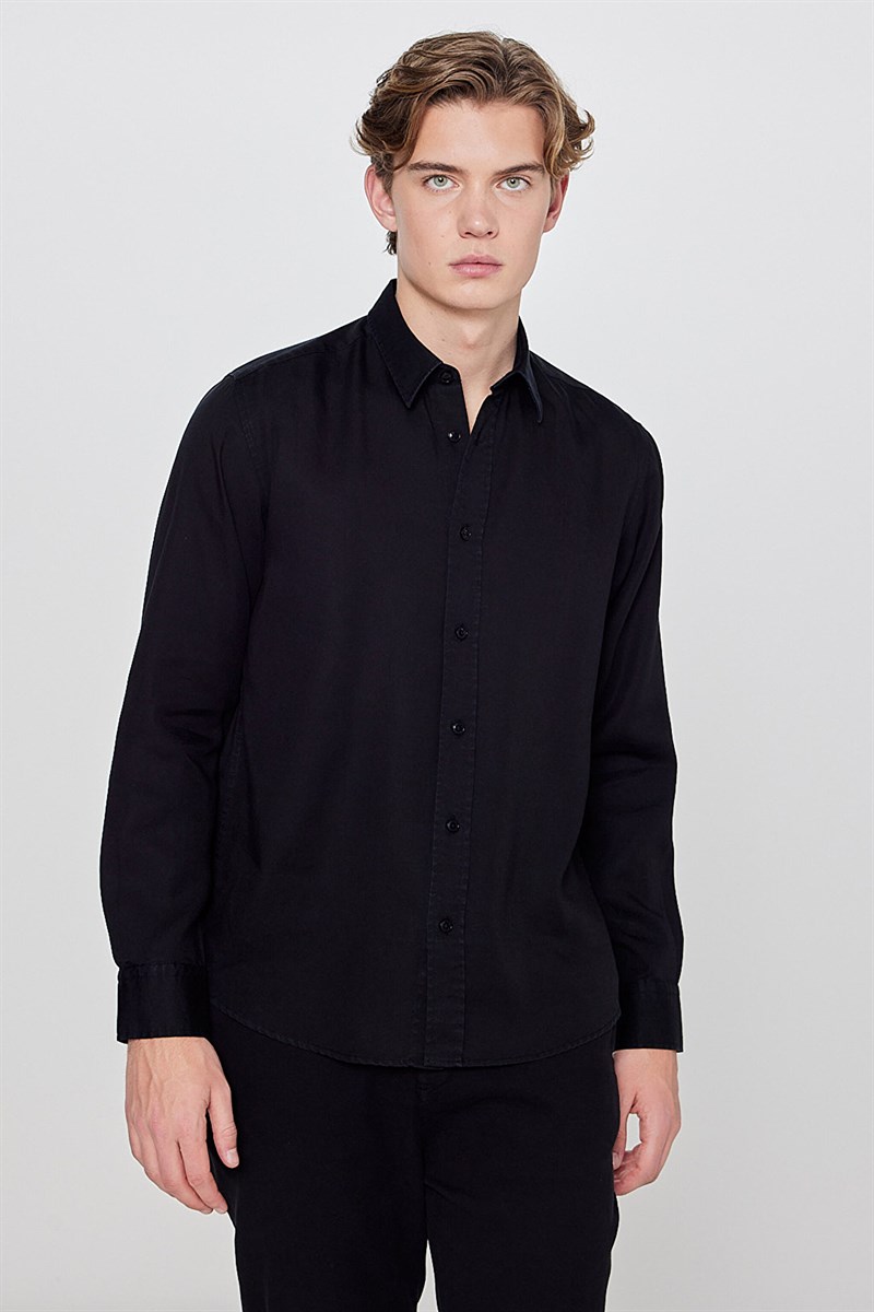 Tencel Regular Fit Gömlek Black