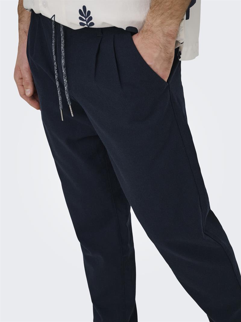ONSLEO CROP LINEN MIX 0048 PANT DARK NAVY
