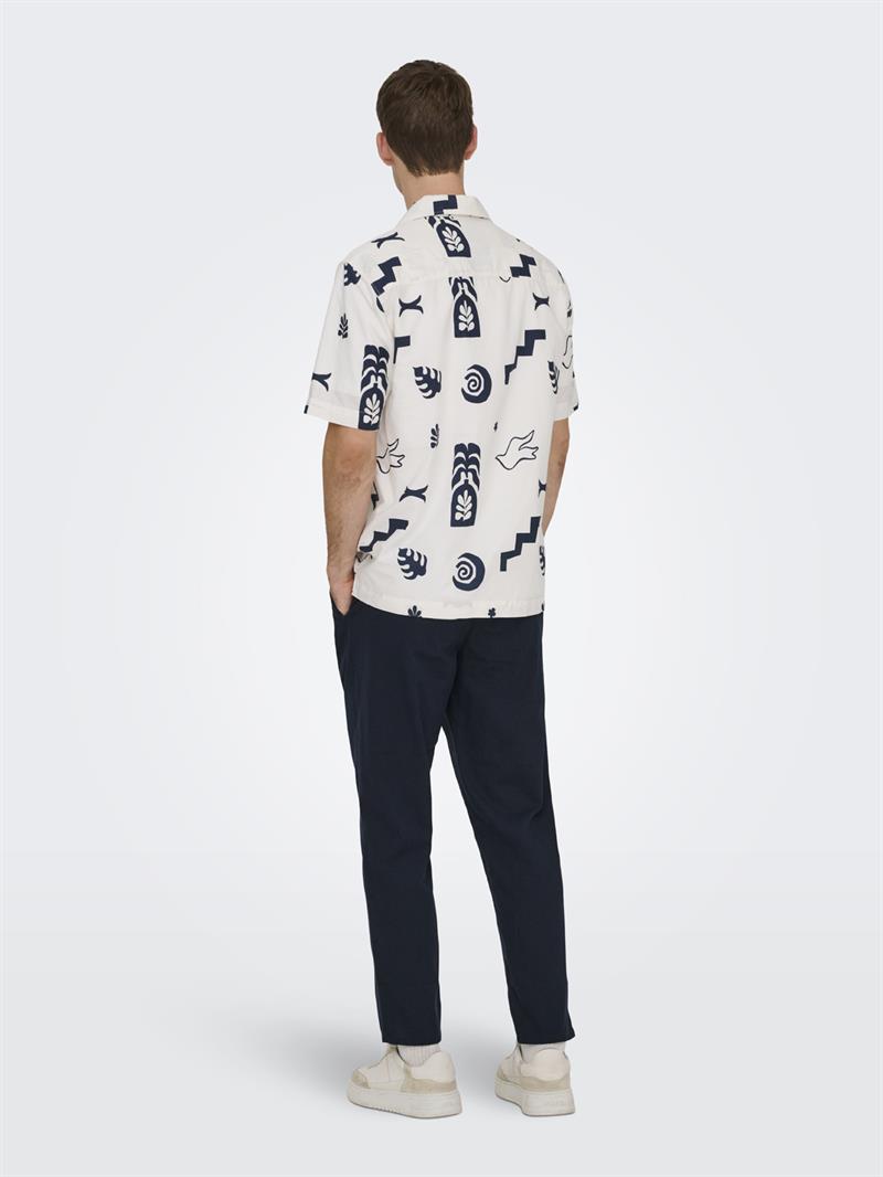 ONSLEO CROP LINEN MIX 0048 PANT DARK NAVY