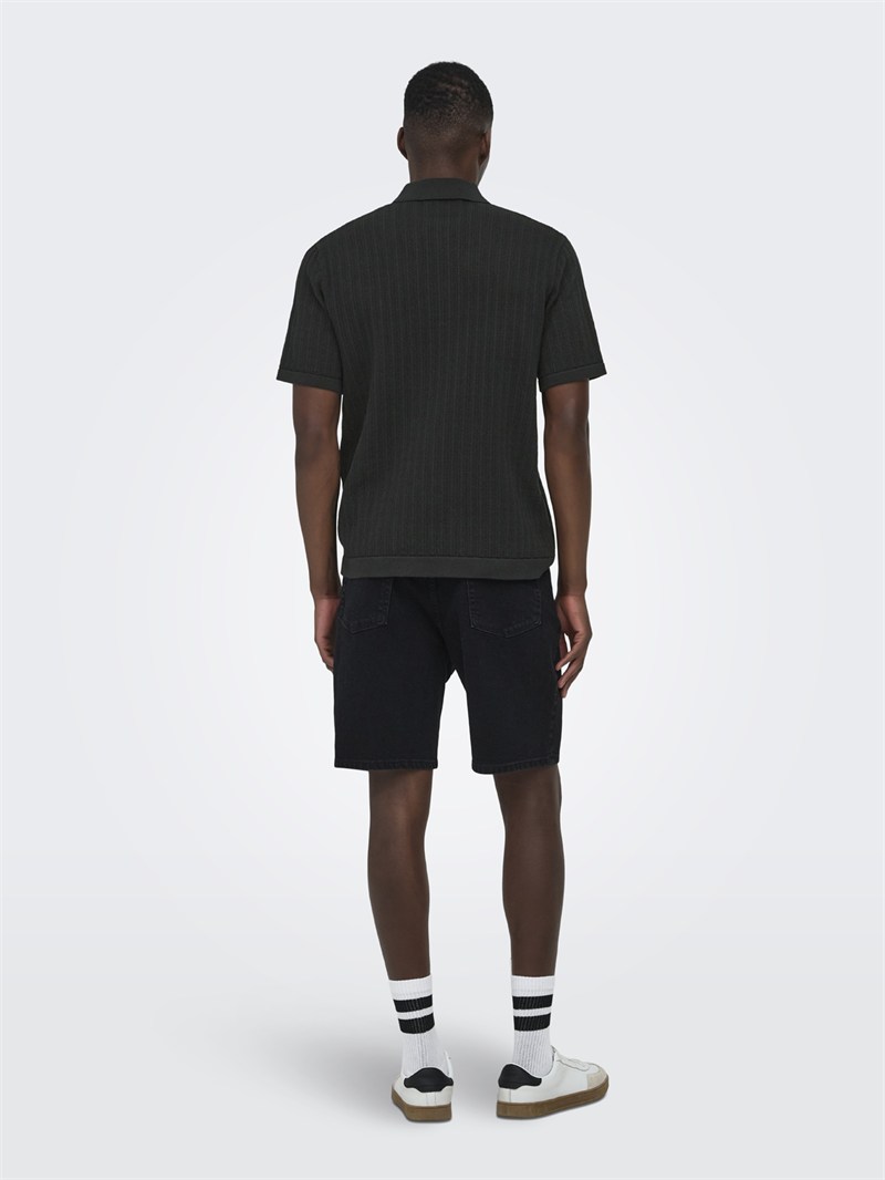 ONSMOON REG 12 SS POLO KNIT NOOS Black