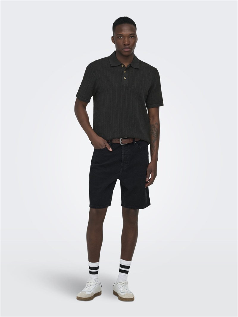 ONSMOON REG 12 SS POLO KNIT NOOS Black