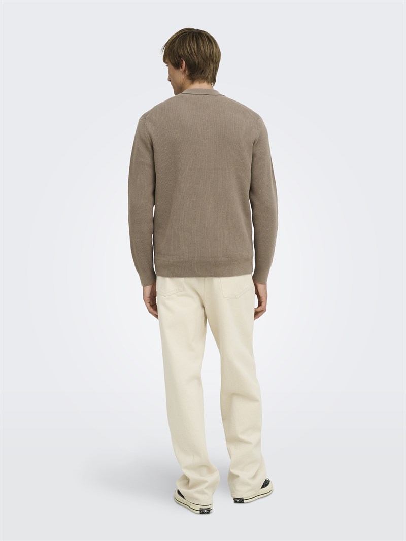 ONSPHIL REG 12 HALF ZIP POLO KNIT Desert Taupe