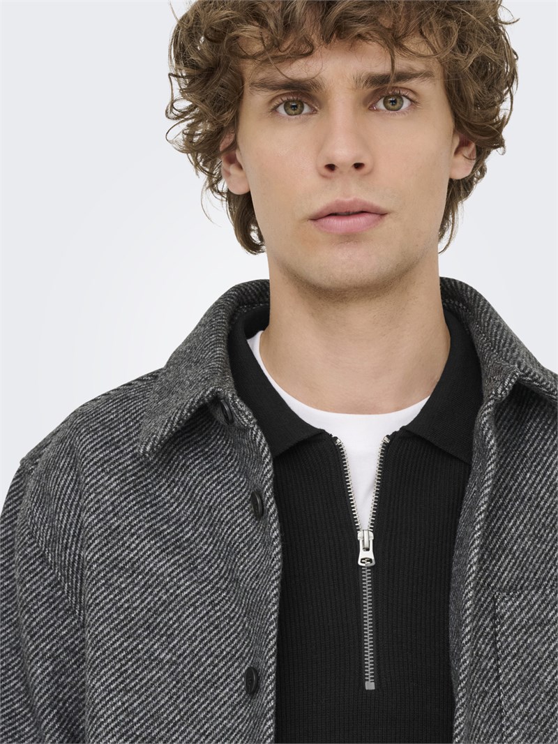 ONSPHIL REG 12 HALF ZIP POLO KNIT Black