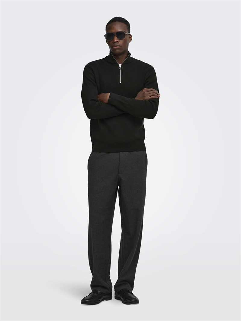 ONSPHIL REG 12 STRUC HALF ZIP KNIT NOOS Black