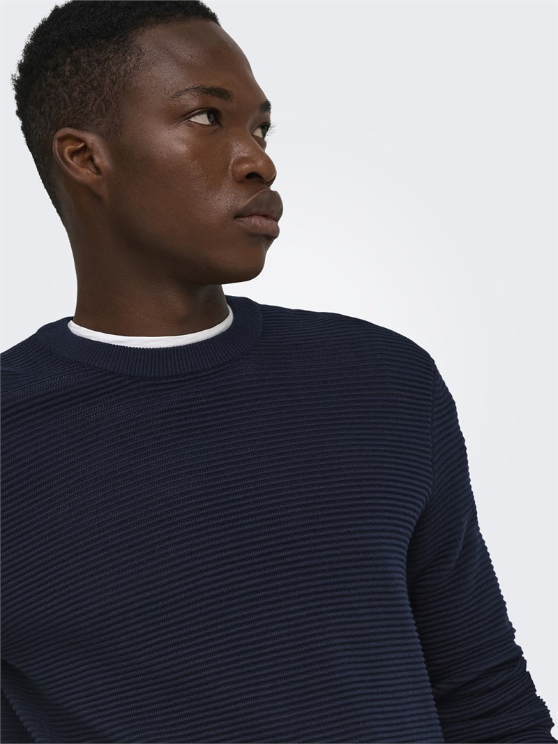 ONSRON REG LS CREW NECK KNIT NOOS Dark Sapphire