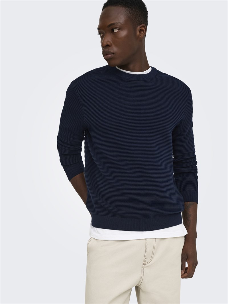 ONSRON REG LS CREW NECK KNIT NOOS Dark Sapphire