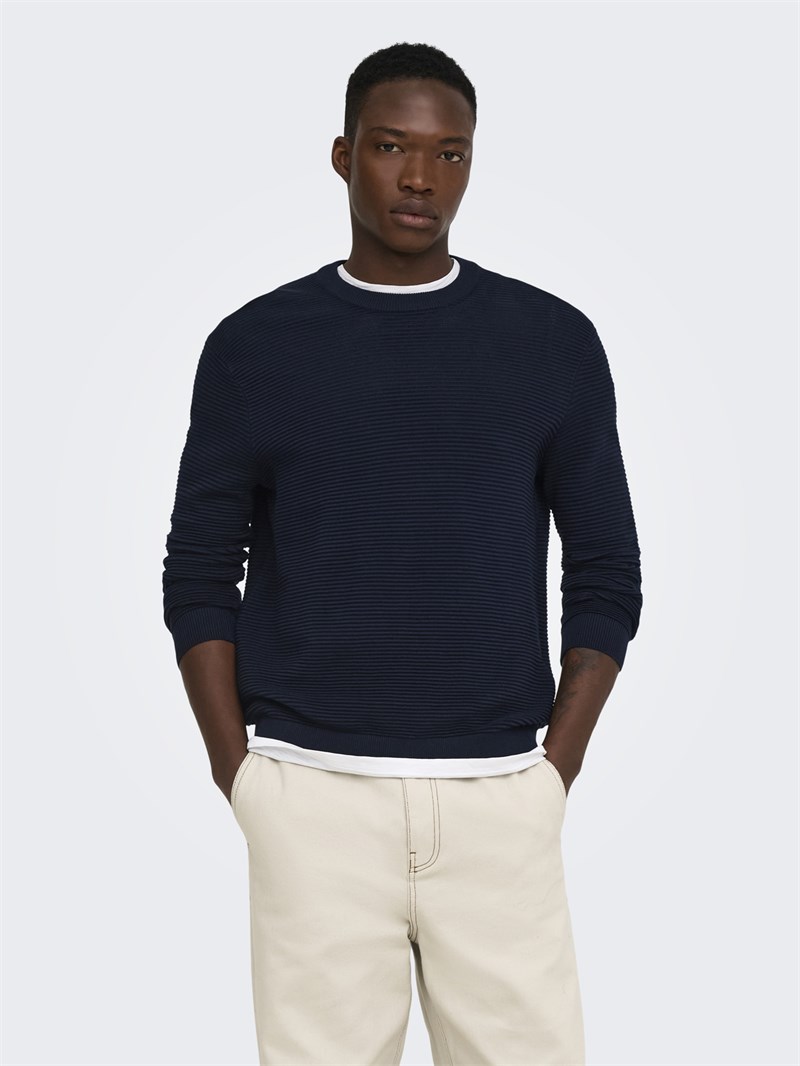 ONSRON REG LS CREW NECK KNIT NOOS Dark Sapphire