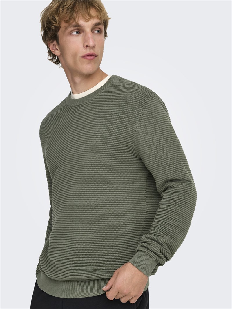 ONSRON REG LS CREW NECK KNIT NOOS Castor Gray