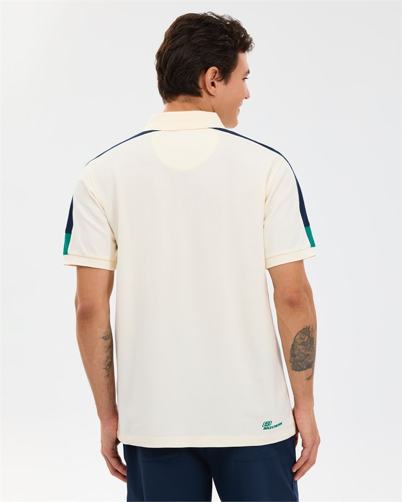Skechers M Color Block Detail Polo Ecru