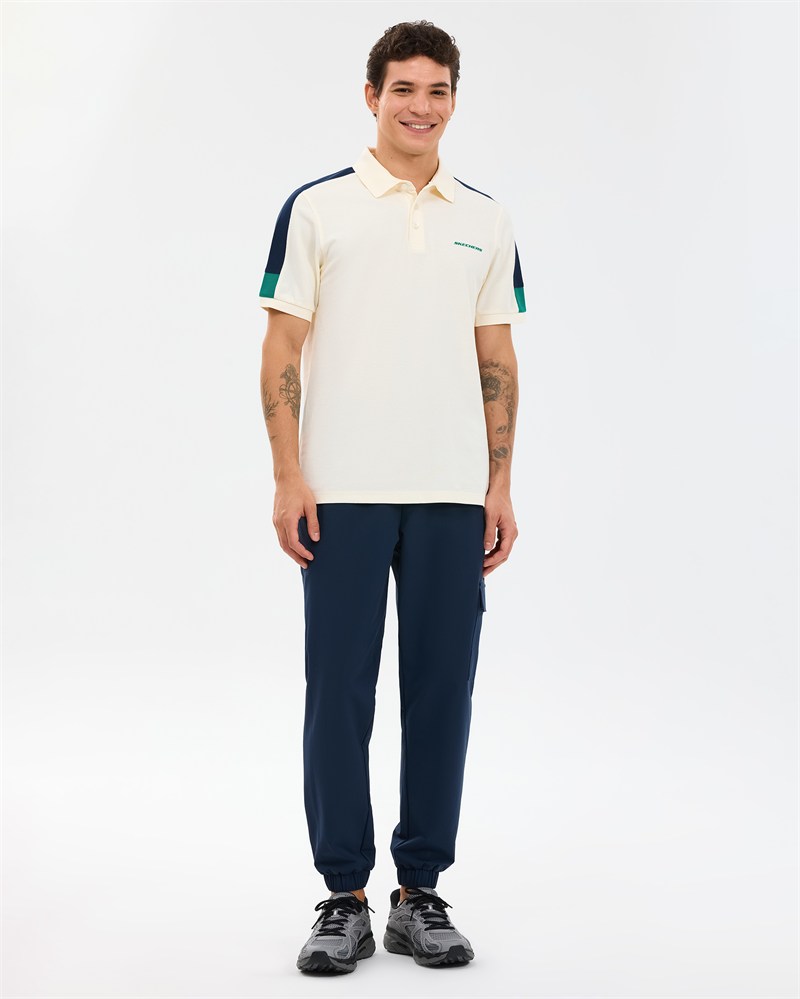 Skechers M Color Block Detail Polo Ecru