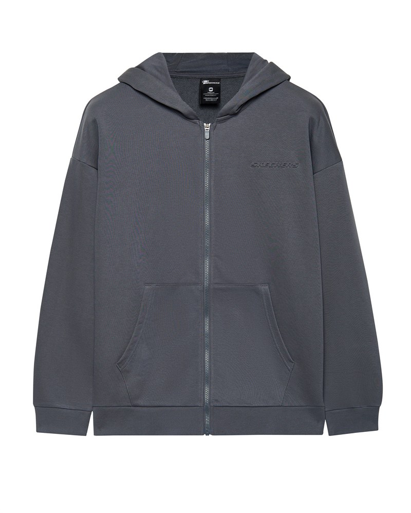 Skechers M Essential Full Zip Hoodie Sweatshirt Gray